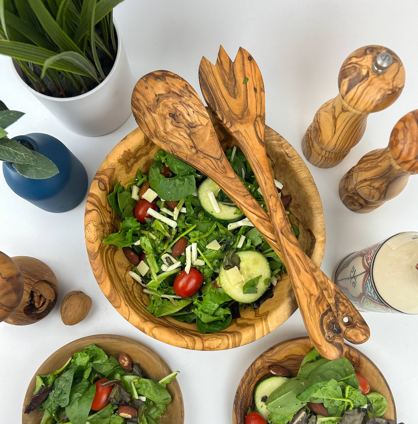 Olive Wood Family Salad Bowl: 10" - Edwina Alexis