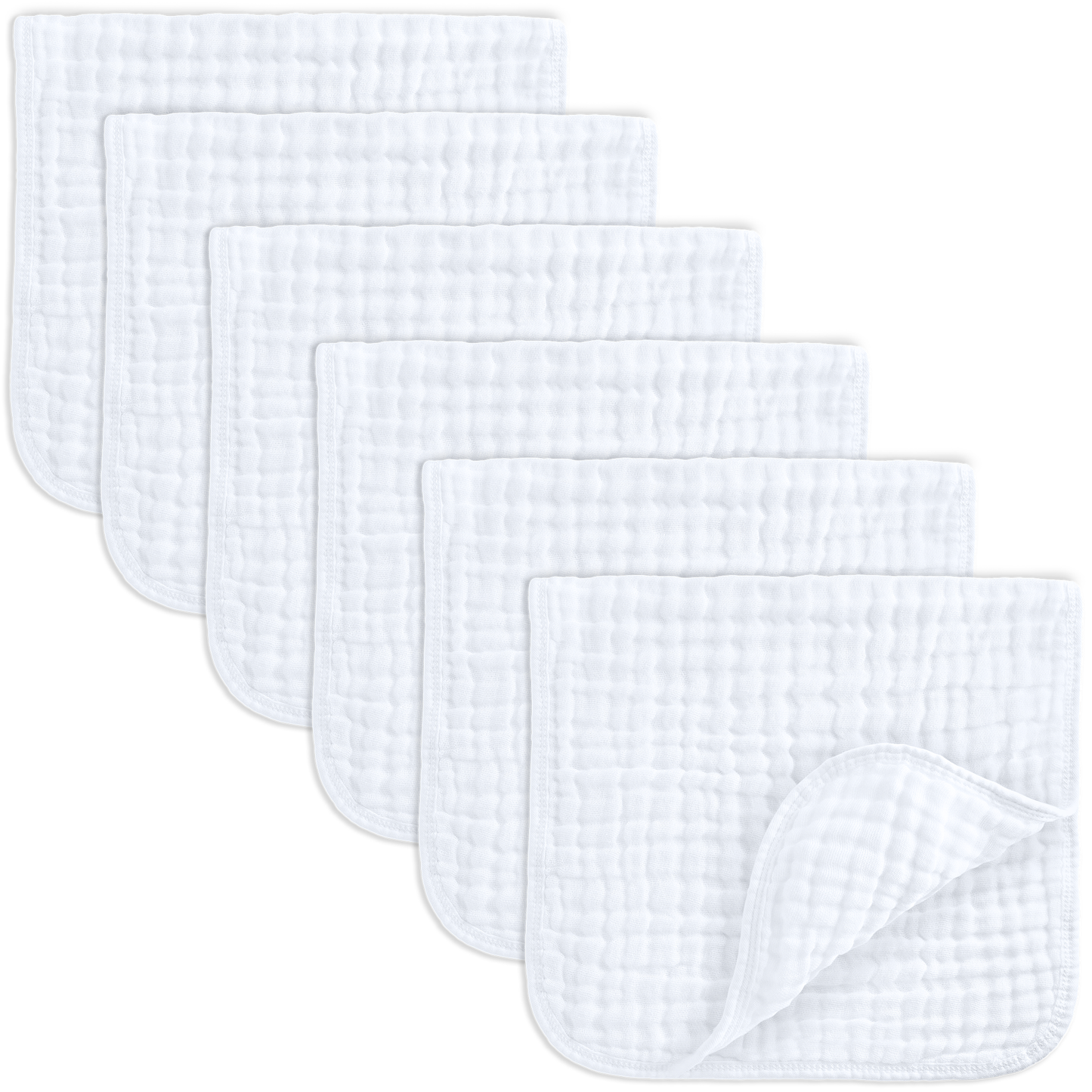 Muslin Burp Cloths by Comfy Cubs: White / 6-Pack 20”X10”