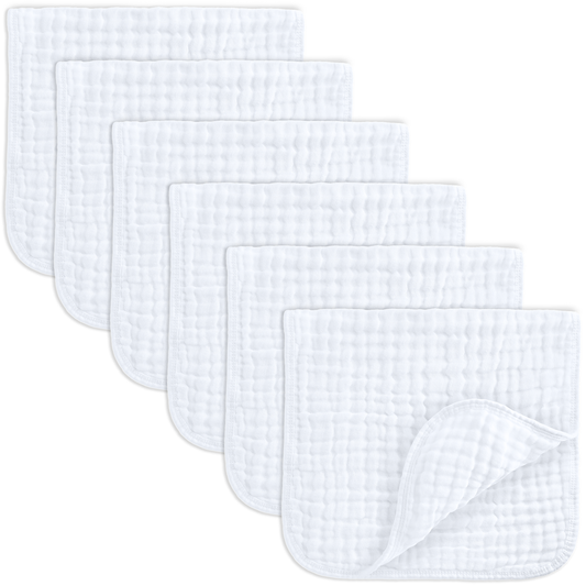 Muslin Burp Cloths by Comfy Cubs: White / 6-Pack 20”X10”