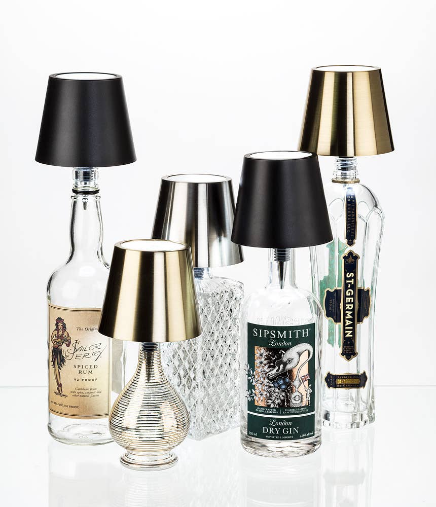 Classic Shade LED Bottle Stopper Light-5"H: Black