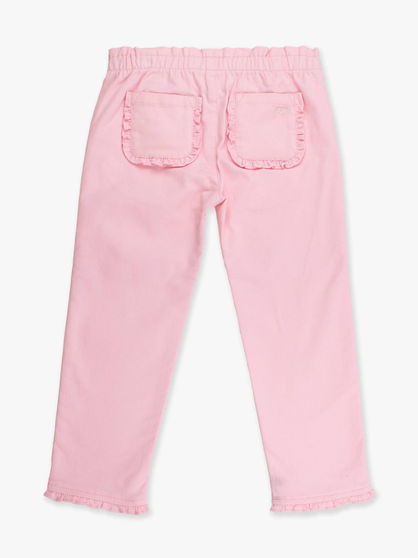 Girls Pink Ruffle Straight Jeans: Pink / 2T
