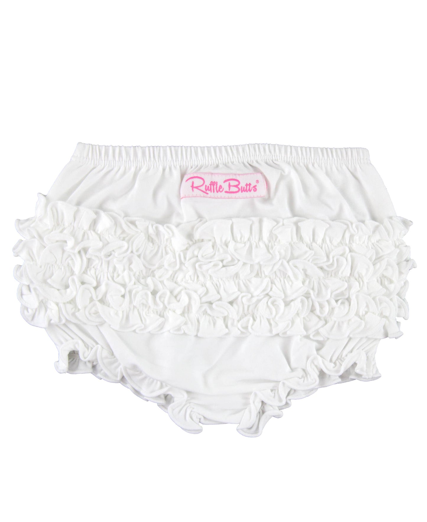 Baby Girls White Knit RuffleButt Bloomer: White / 18-24m