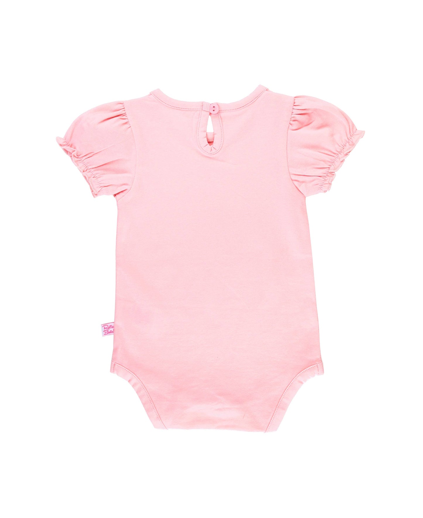 Baby Girls Pink Knit Puff Short Sleeve Bodysuit: Pink / 12-18m
