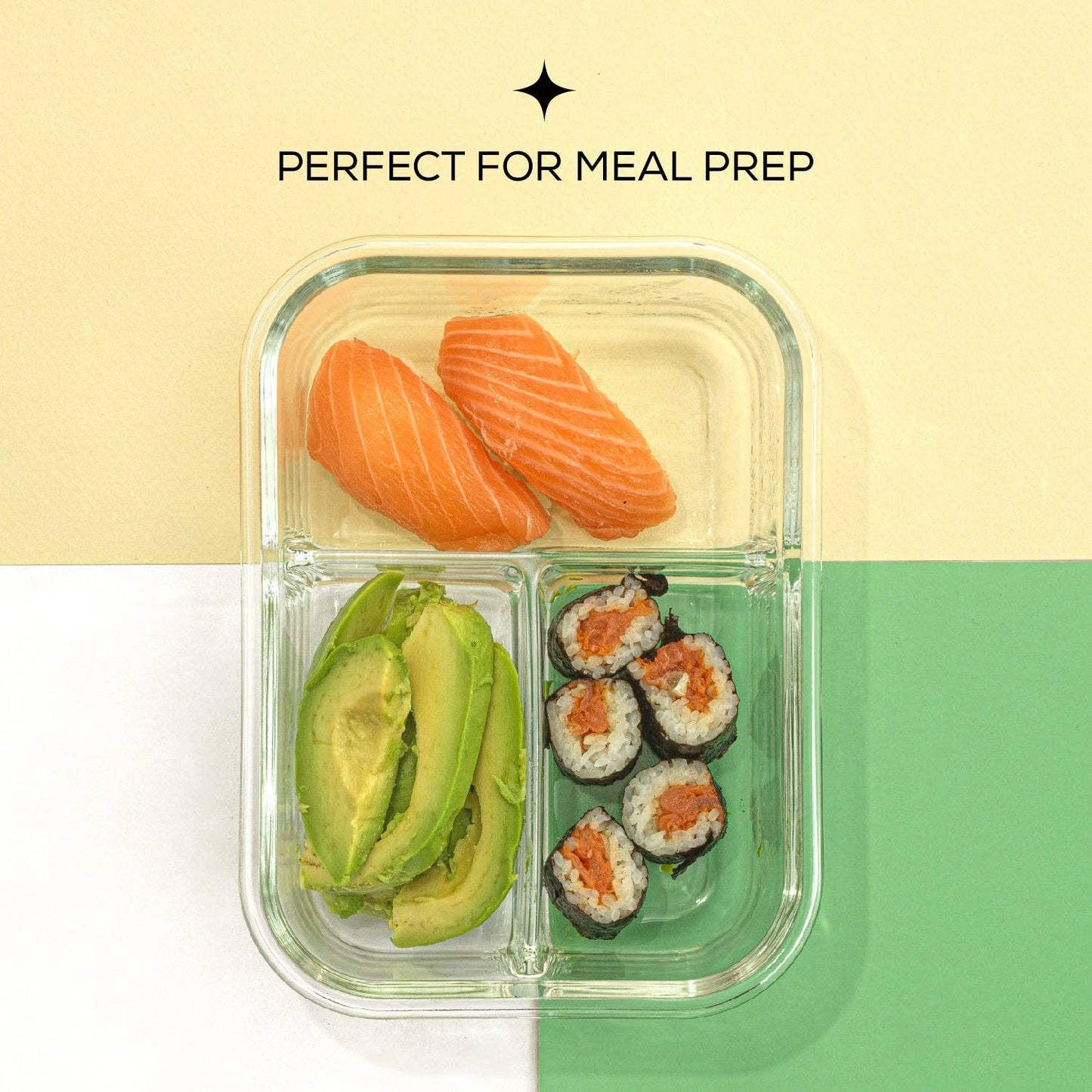 JoyJolt 3-Sectional Food Prep Storage Containers - Set of 5: Black