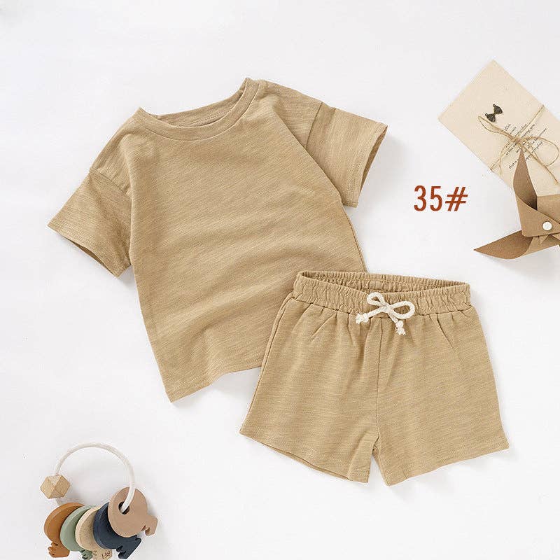 Kids Organic Cotton Short Sleeve Set Cute Casual Style