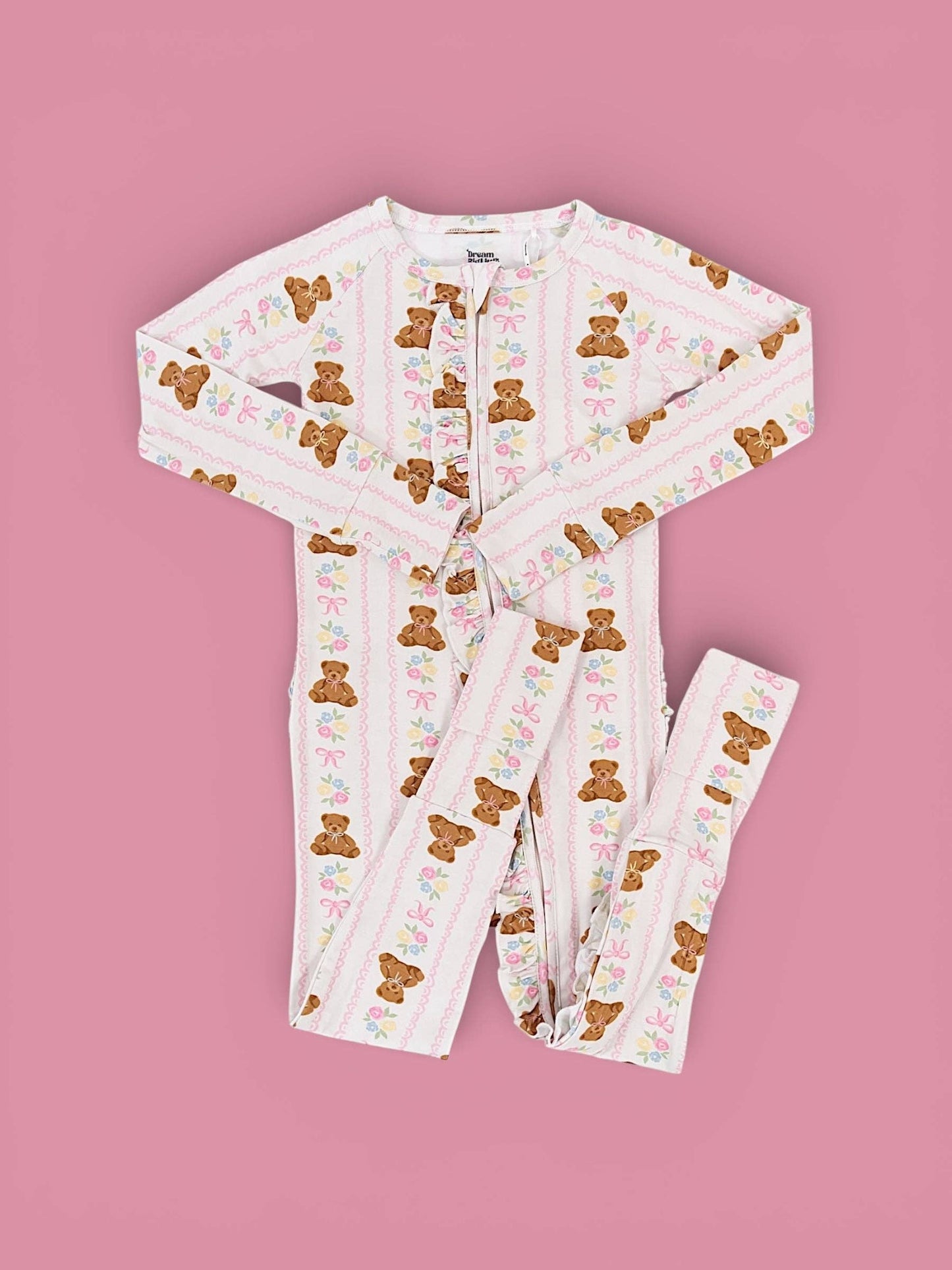 BEAR-Y BLOSSOMS DREAM RUFFLE ROMPER: 2T