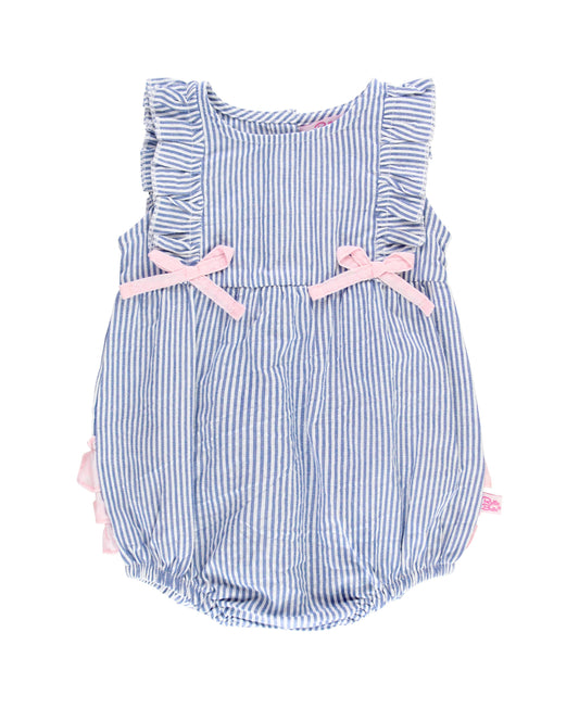 Baby Girls Classic Blue Seersucker Classic Ruffle Bubble Romper
: Blue / 6-12m - Edwina Alexis