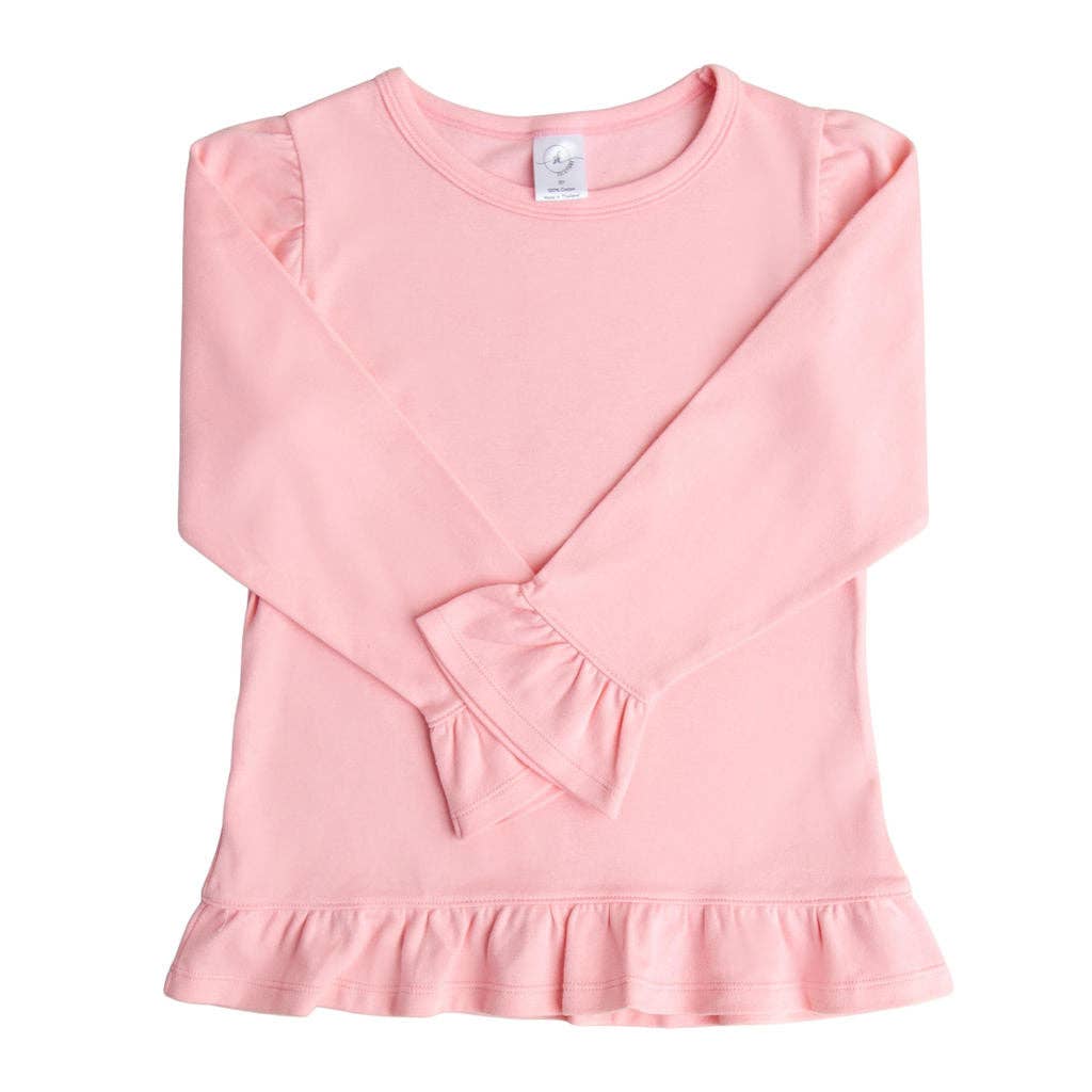 Long Sleeve Ruffle Shirt: White / 18m