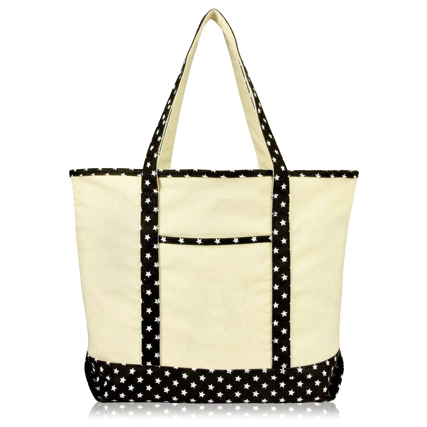 DALIX 22" Shopping Tote Bag in Heavy Cotton Canvas: Black