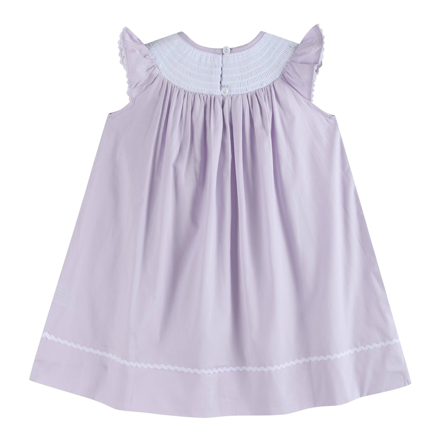 Light Purple Bunnies Smocked Bishop Dress: 18-24M