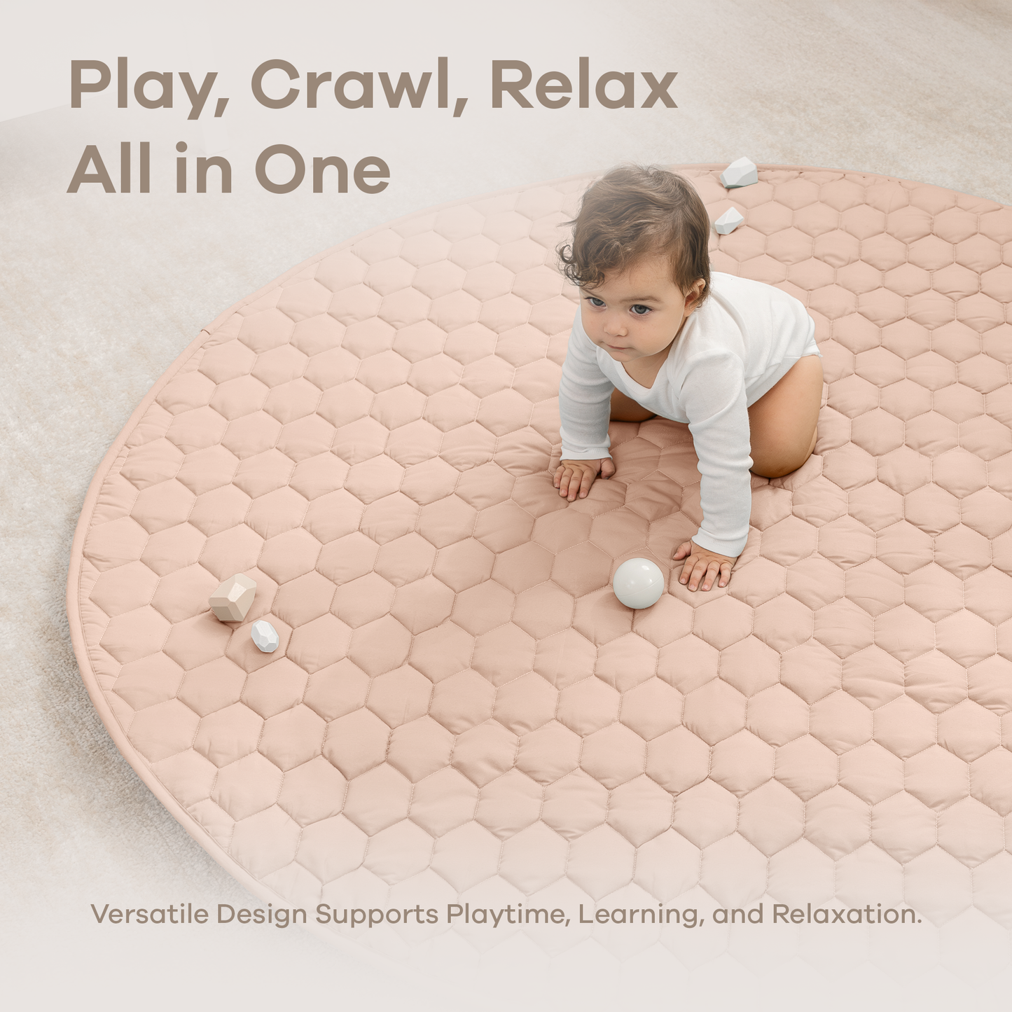 Premium Play Mat with Non-Slip Bottom by Comfy Cubs: Pacific Blue / Square 56" X 56" - Edwina Alexis