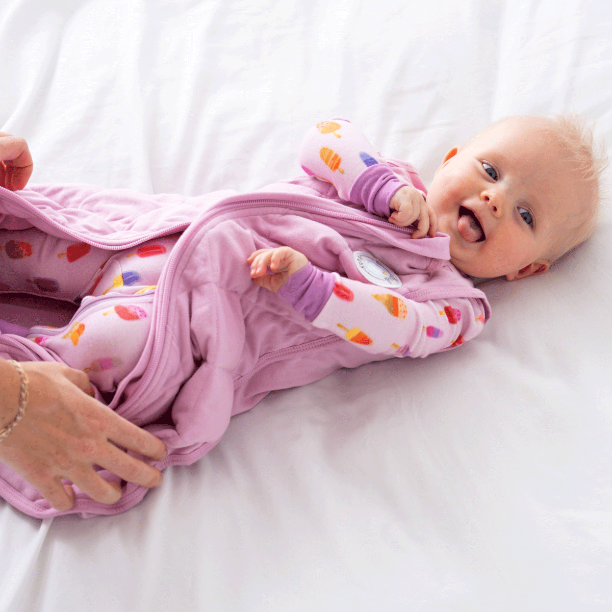 Baby Bamboo Pajamas w/ DreamCuffs® - Pink Popsicle: 12 - 18 Months