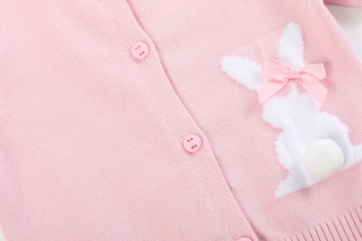Pink Knit Easter Bunny Cardigan: 18-24M