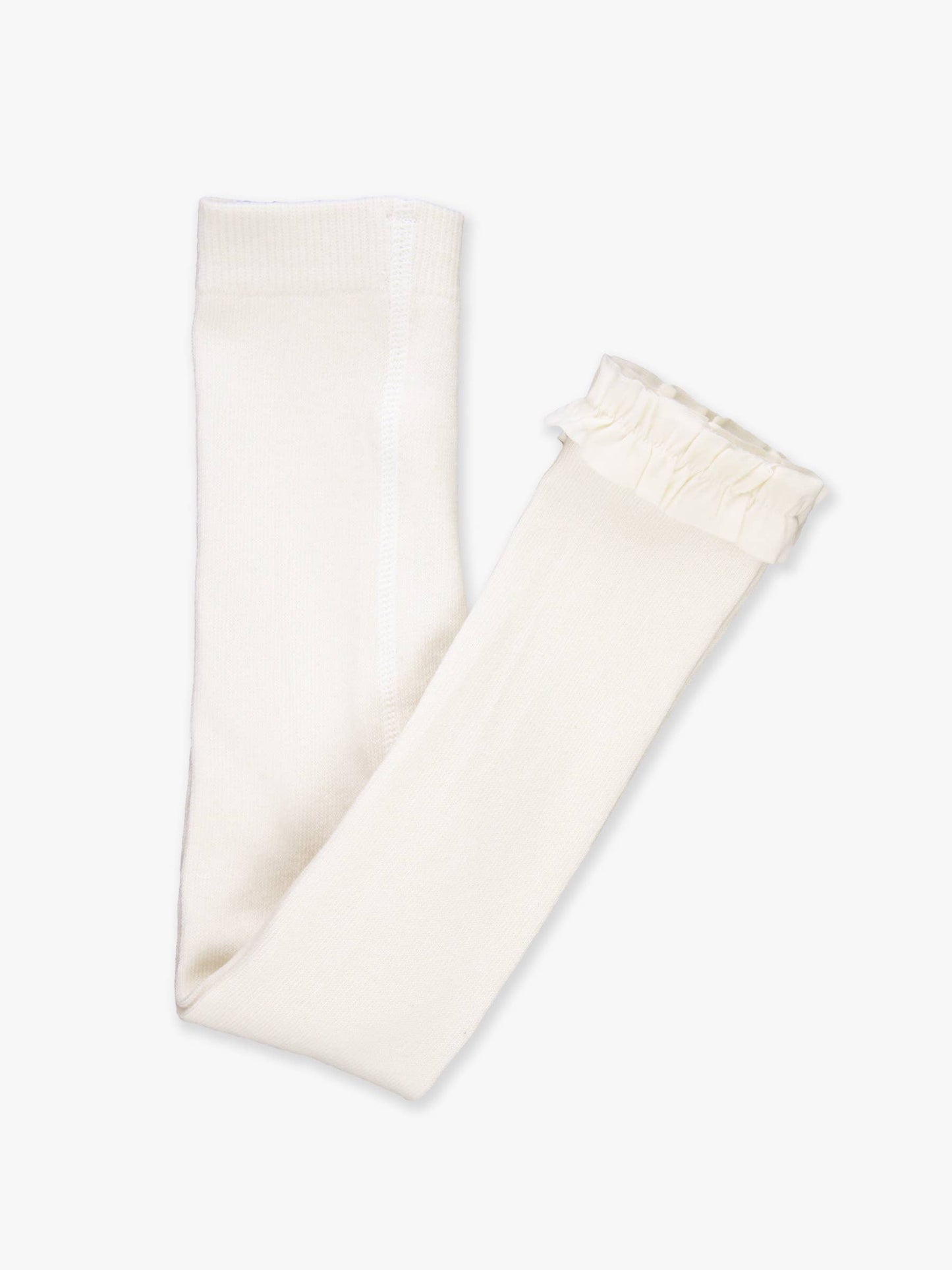 Girls Ivory Footless Ruffle Tights: Off-White / 12-24M