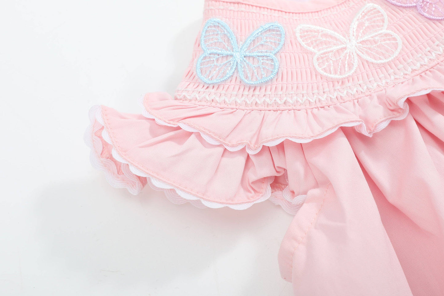 Pink Butterflies Smocked Bishop Dress: 5Y