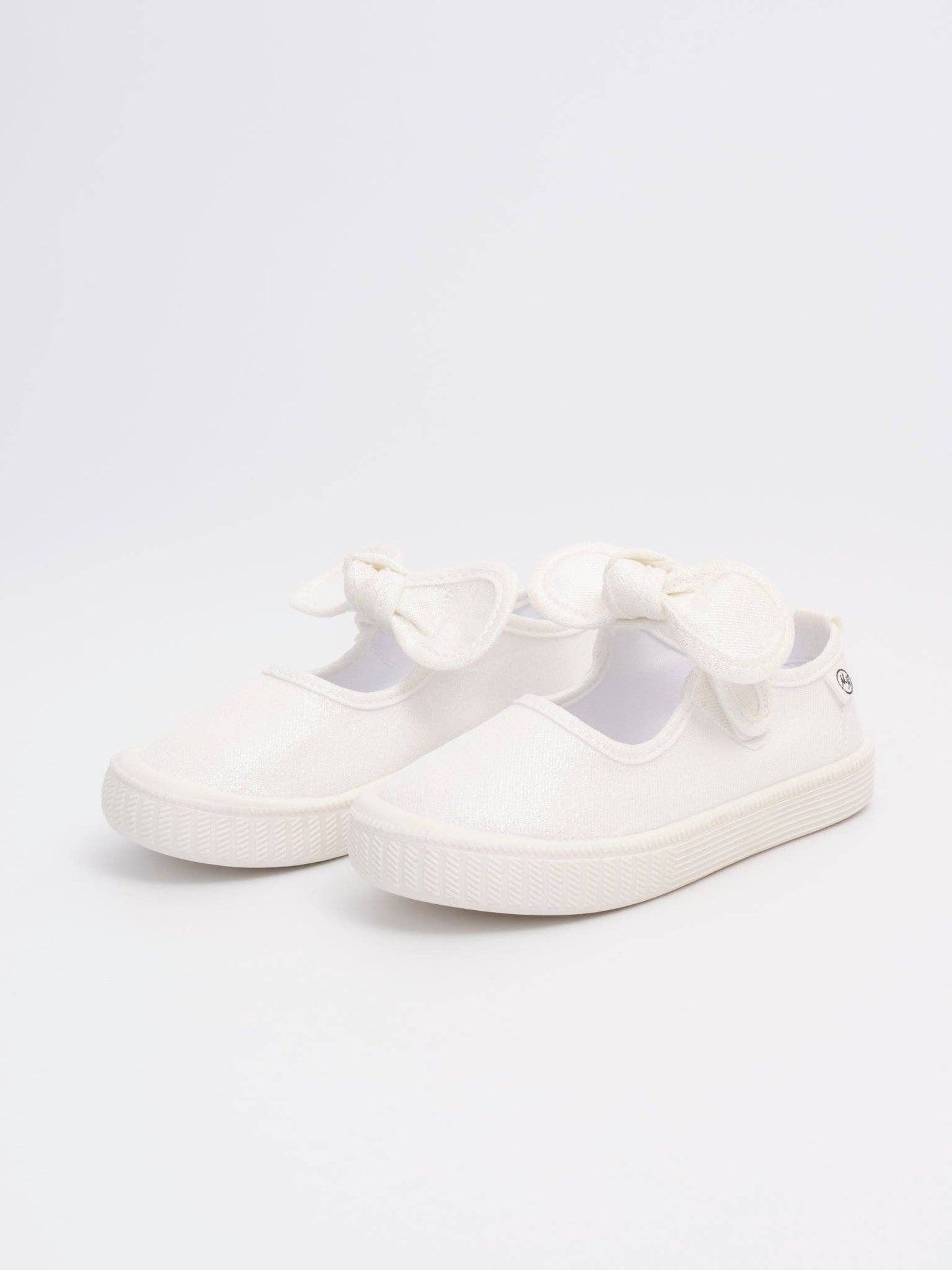 Girls' Sparkly Bow Mary Jane Sneaker: White Glitter / 3C