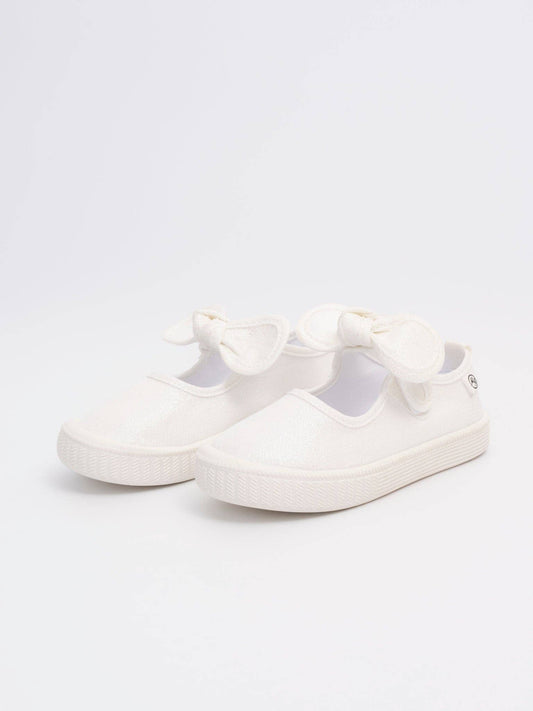 Girls' Sparkly Bow Mary Jane Sneaker: White Glitter / 3C