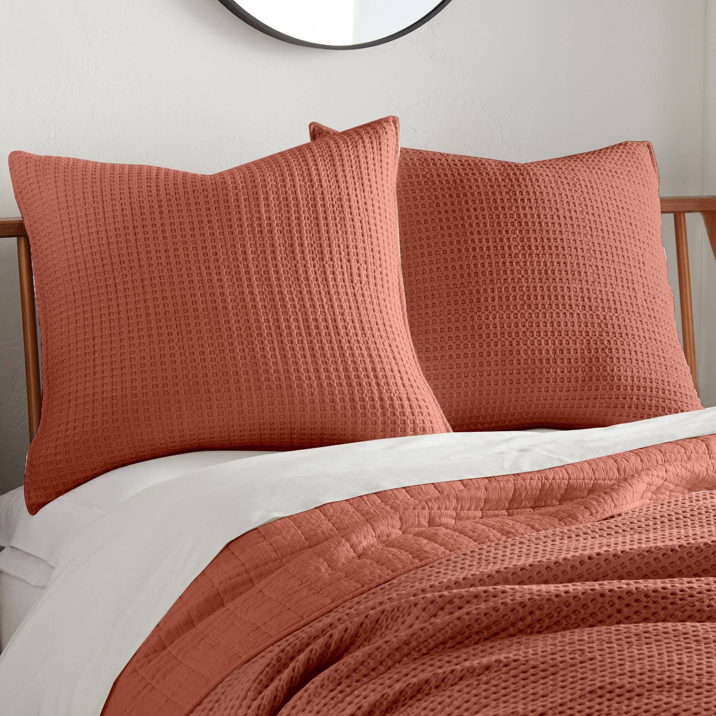 Mills Waffle Euro Sham Set of 2: Rose