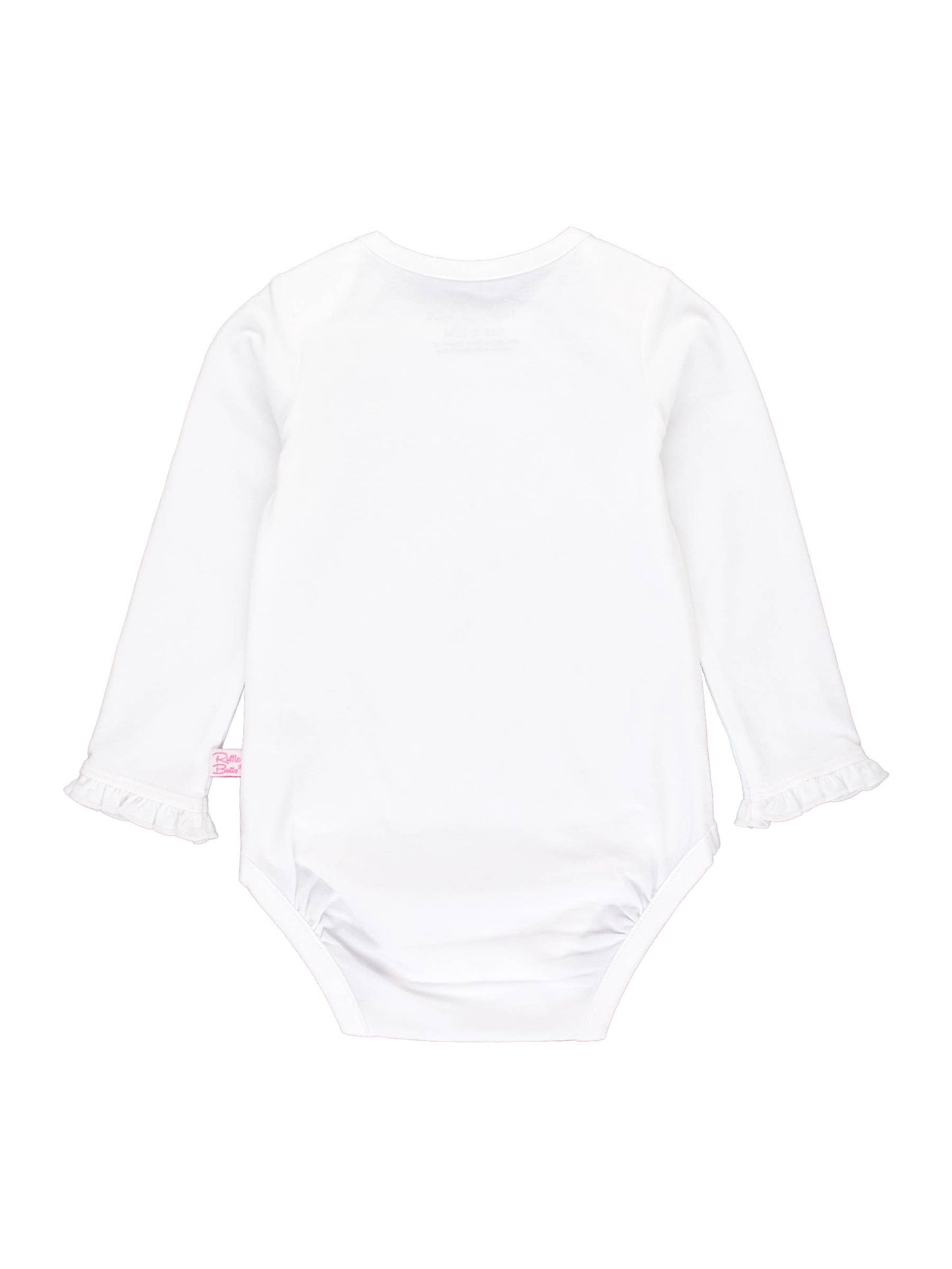 Girls White Knit Long Sleeve Ruffle Bodysuit: White / 12-18m