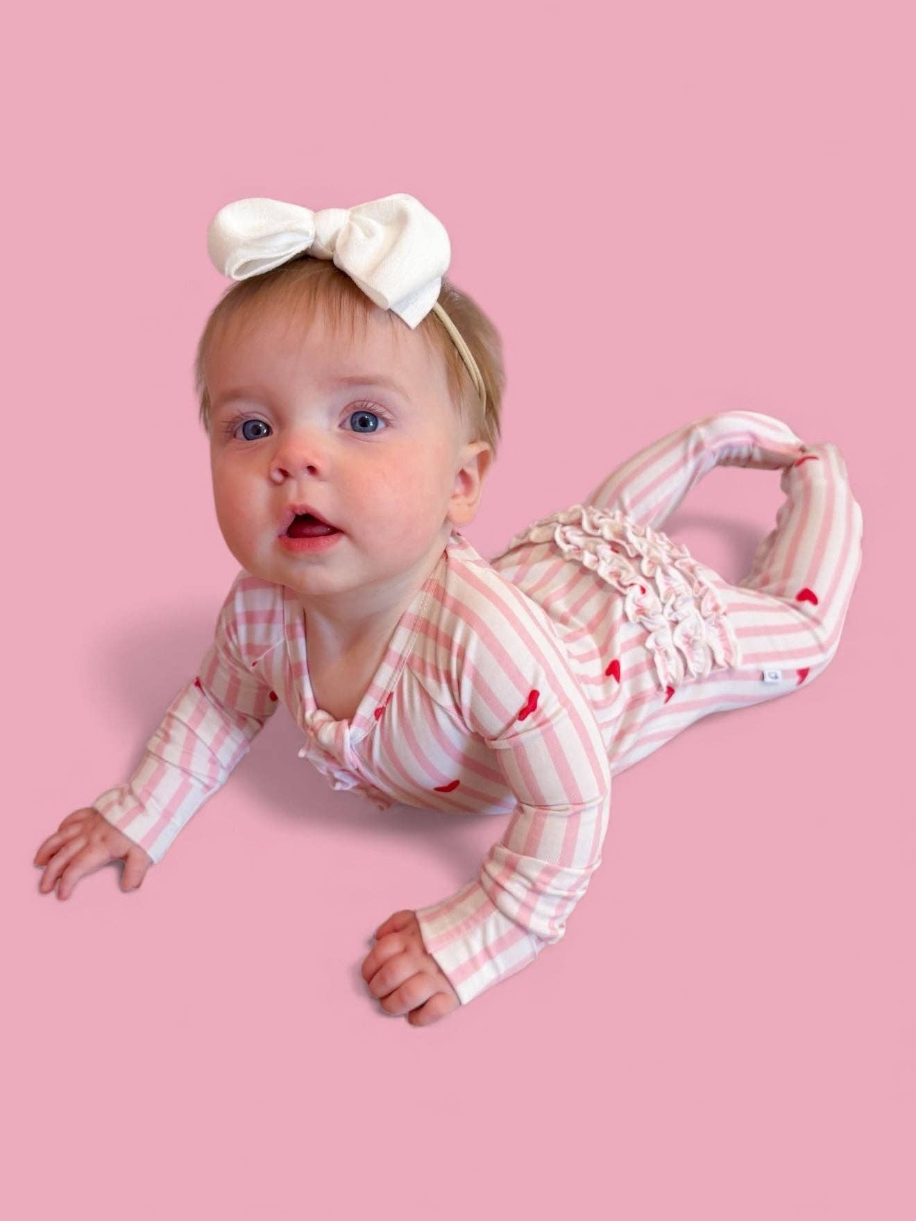 SWEETHEART STRIPES DREAM RUFFLE ROMPER: 2T