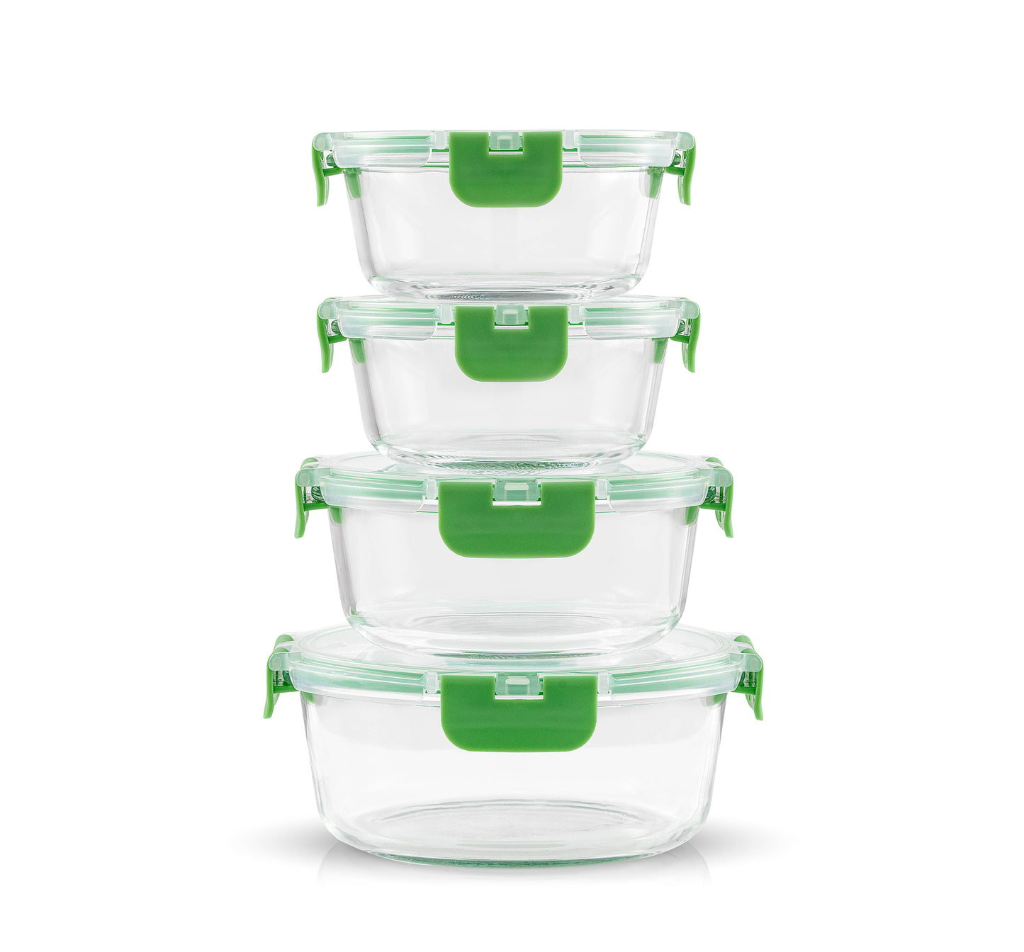JoyFul 12 Glass Storage Containers With Green Leakproof Lids