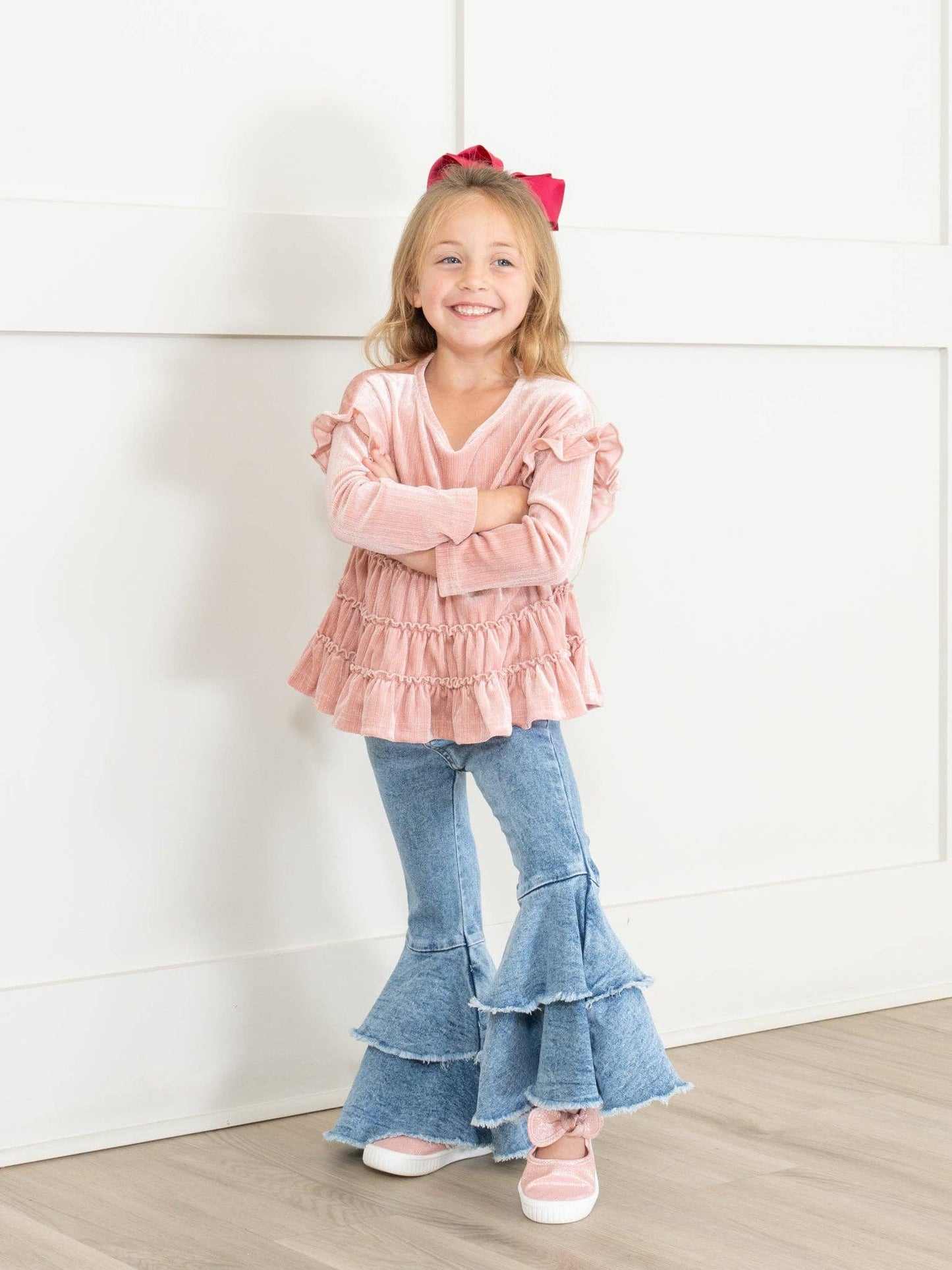 Girls' Sparkly Bow Mary Jane Sneaker: White Glitter / 3C