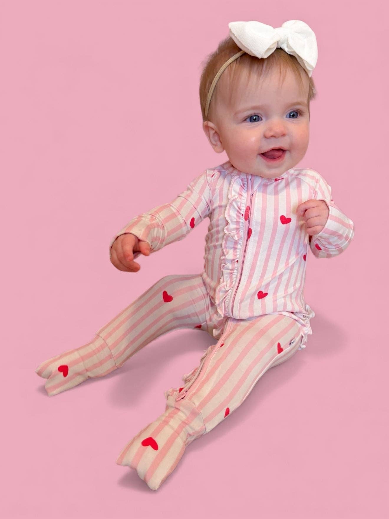 SWEETHEART STRIPES DREAM RUFFLE ROMPER: 2T
