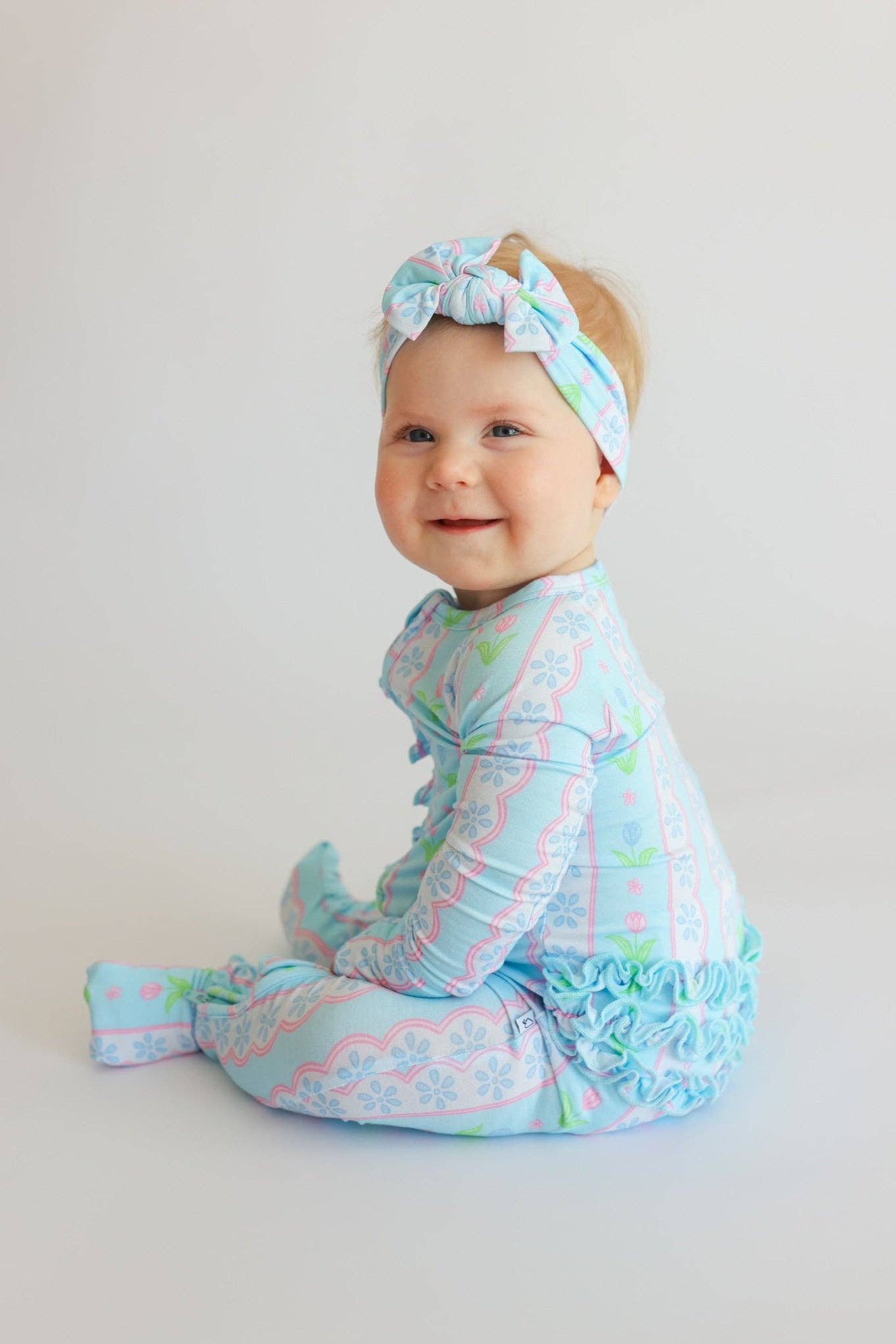 WHIMSY TULIP DREAM RUFFLE ROMPER: 0-3M