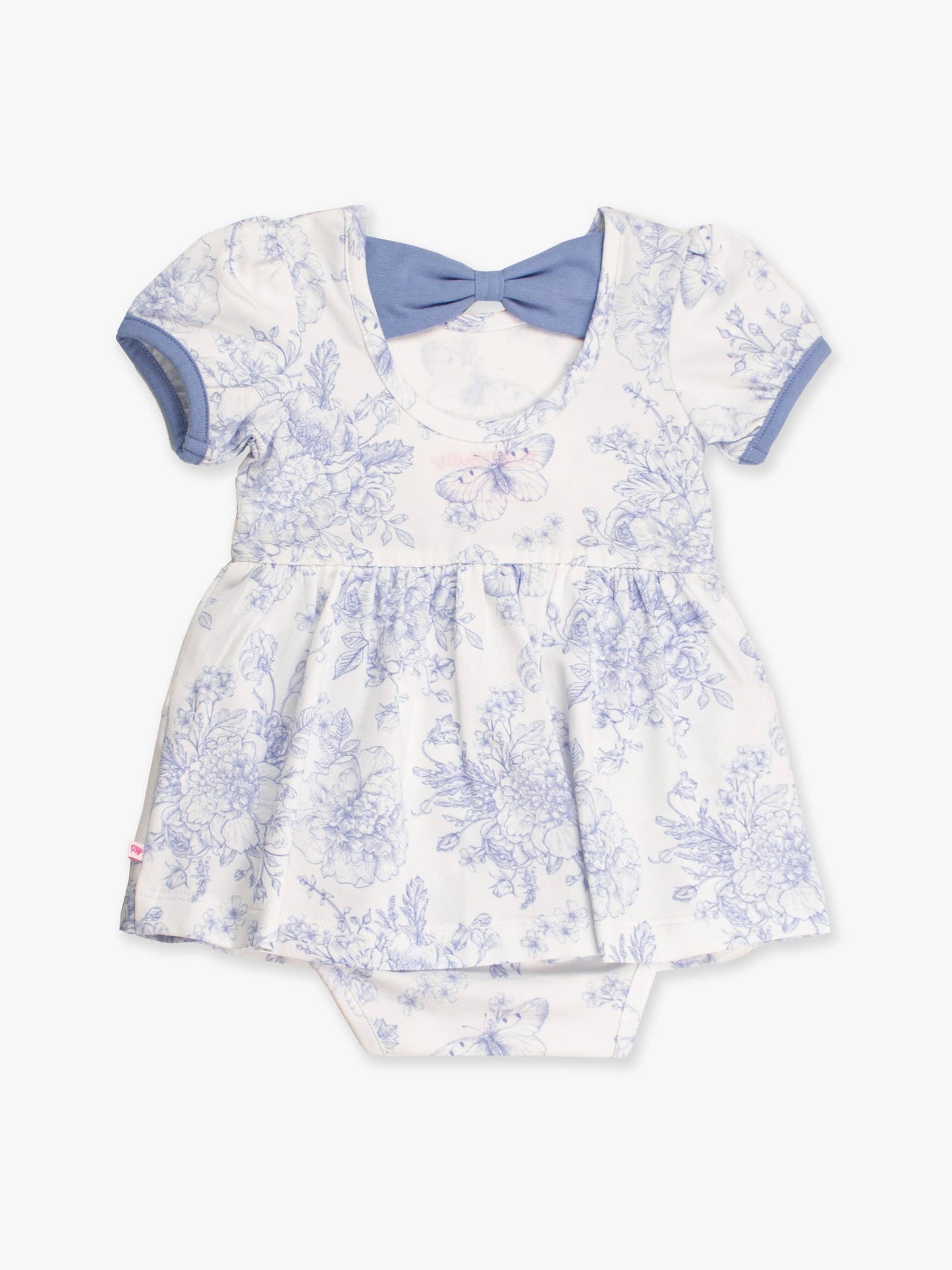 Baby Girls Periwinkle Blue Butterfly Garden Toile Short Sleeve Bow Twirl Romper
: Blue / 12-18m