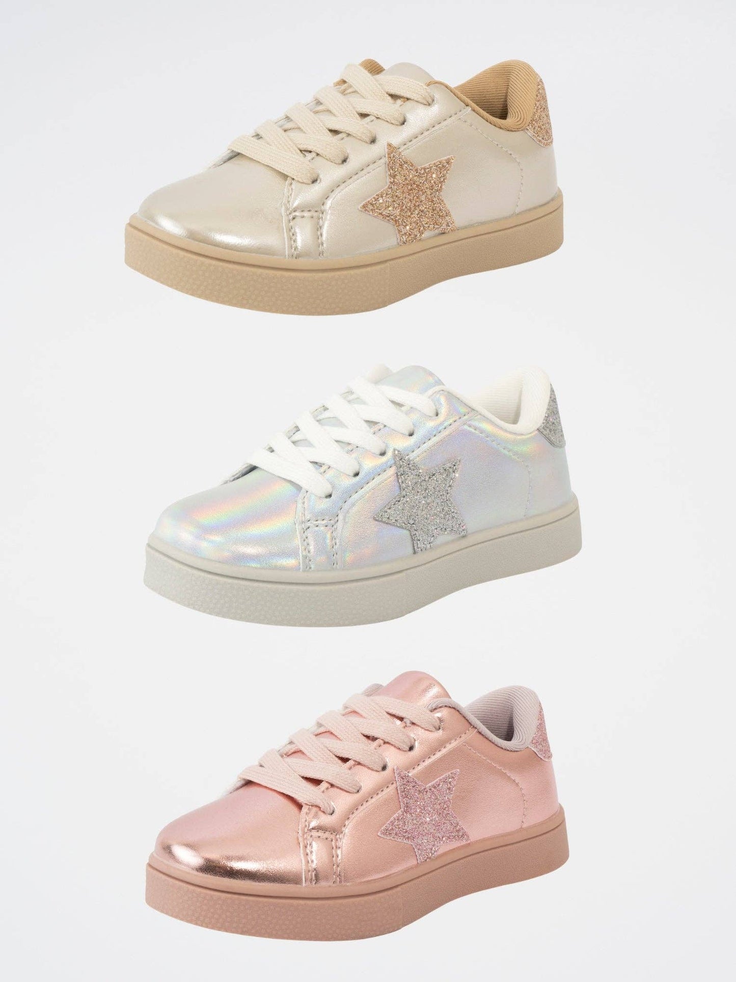 Girls' Holographic Sparkle Star Sneaker - Gold: 2Y