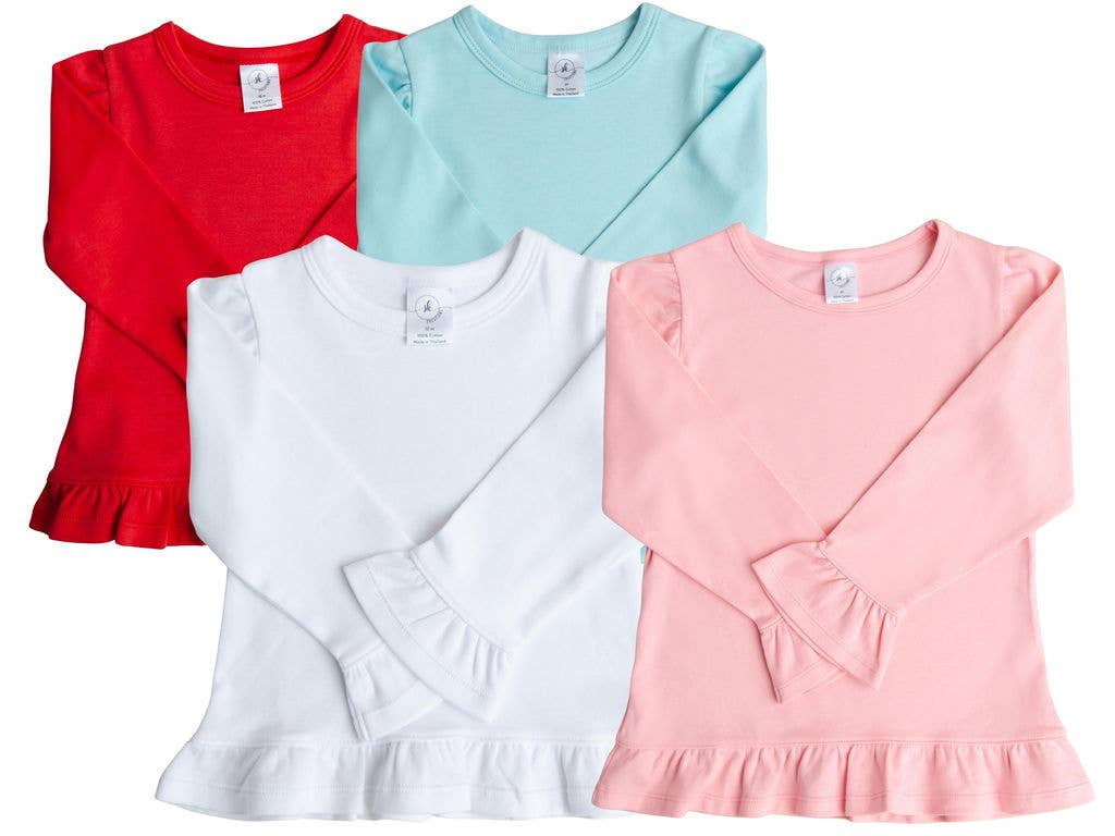 Long Sleeve Ruffle Shirt: Mint / 18m