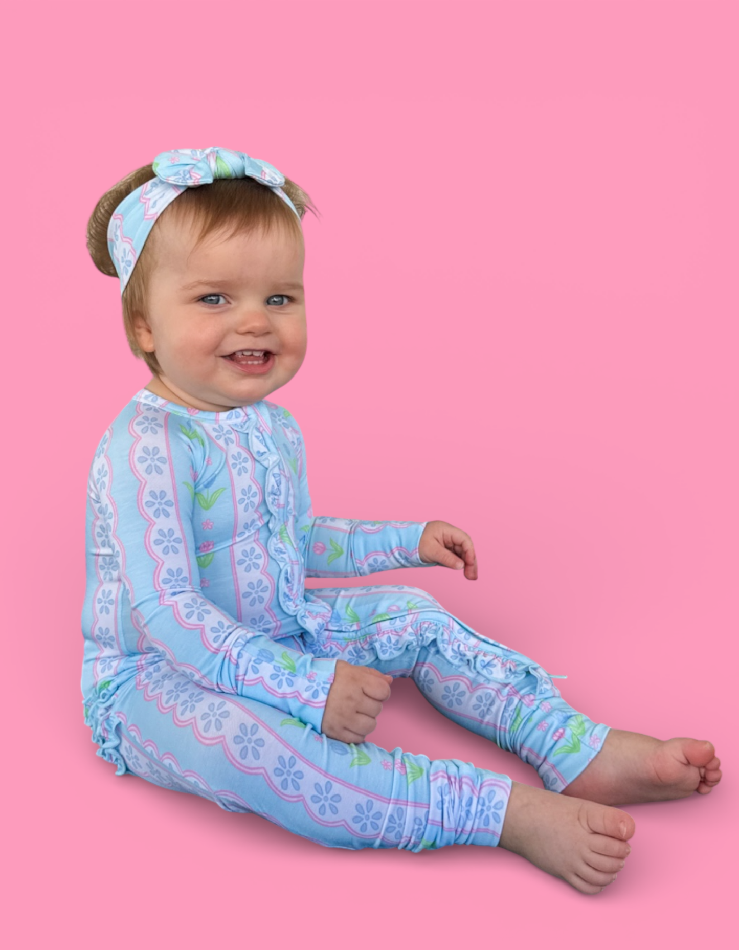 WHIMSY TULIP DREAM RUFFLE ROMPER: 0-3M