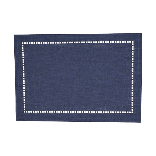 Laser-Cut Hemstitch Placemat: Navy Blue / 13"x19" - Edwina Alexis