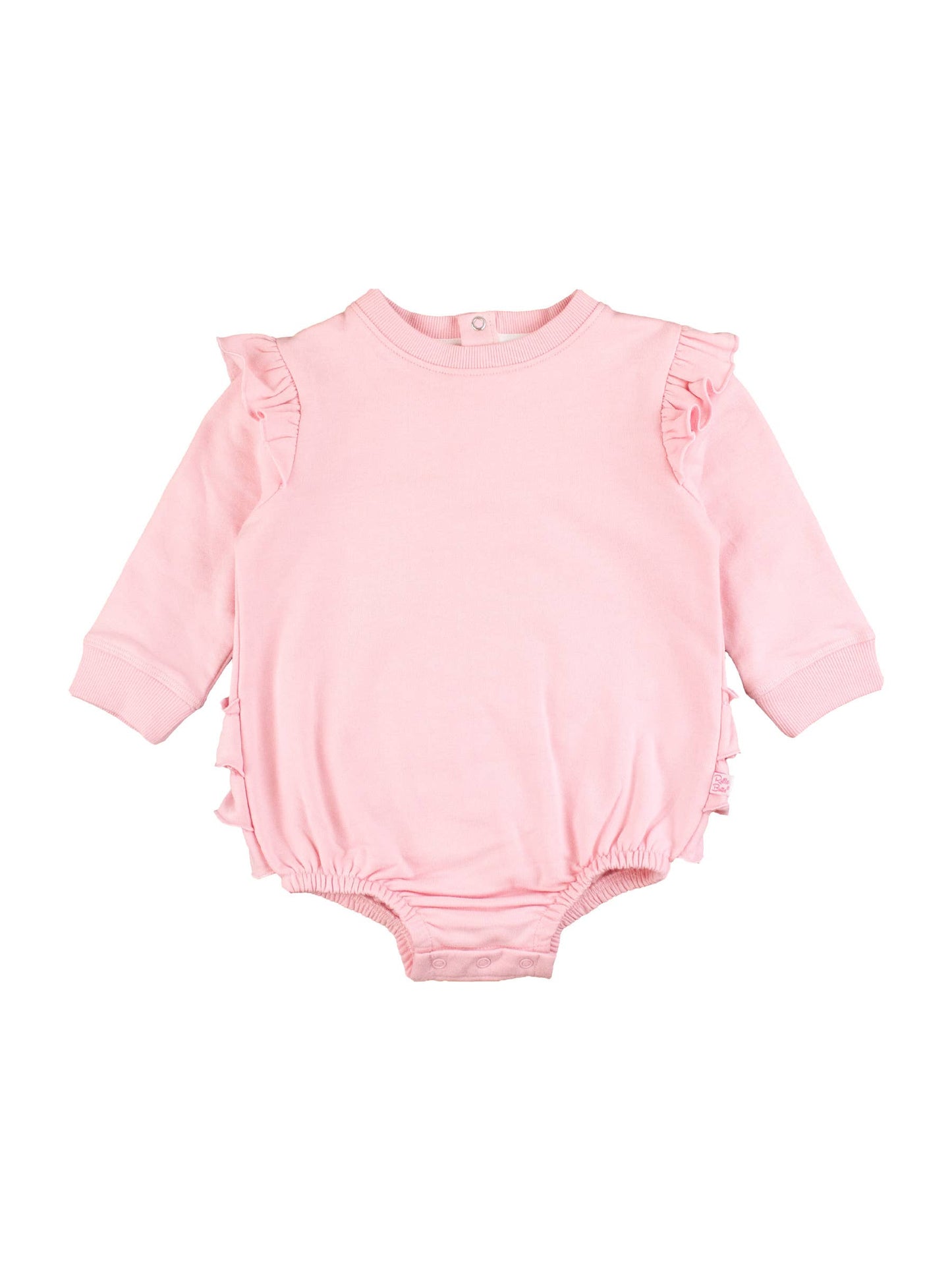 Baby Girls Pink Sweatshirt Bubble Romper: Pink / 18-24m