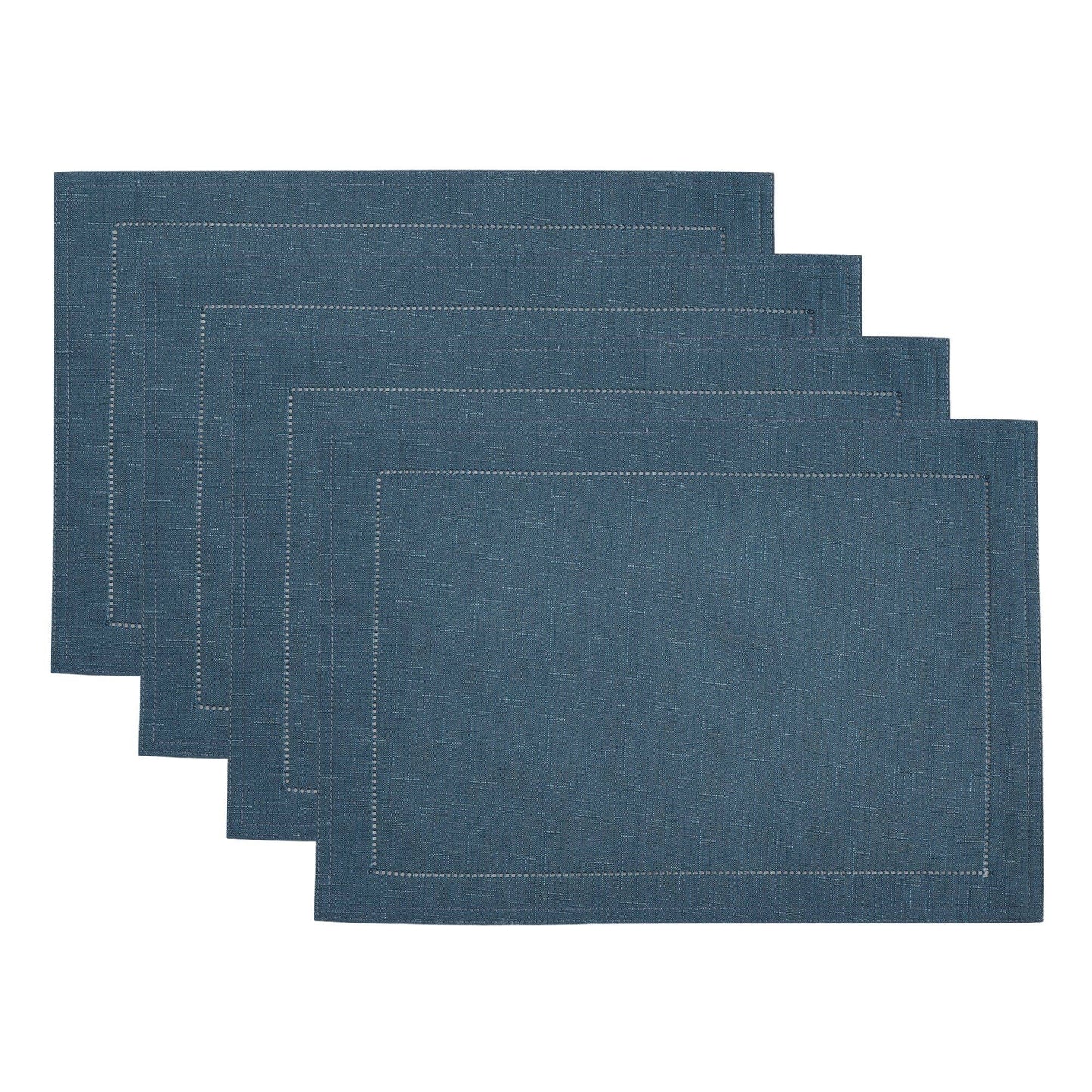 Alison Hemstitch Border Fabric Placemat, Set of 4 - 13"x19": Fog