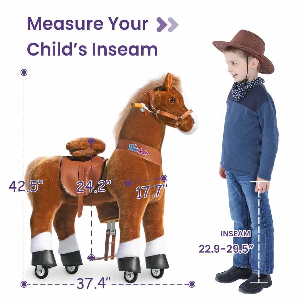 PonyCycle Ride-On Brown Horse | Plush Animal Riding Pony Toy: S - Age 3-4