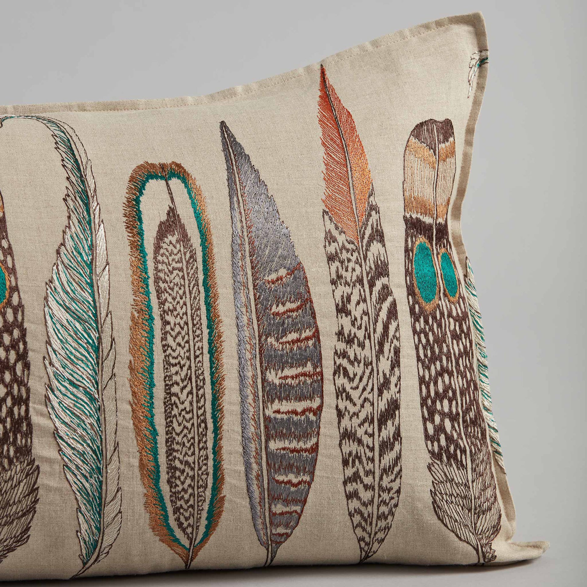 Large Feathers Lumbar: Pillow Cover with Insert - Edwina Alexis