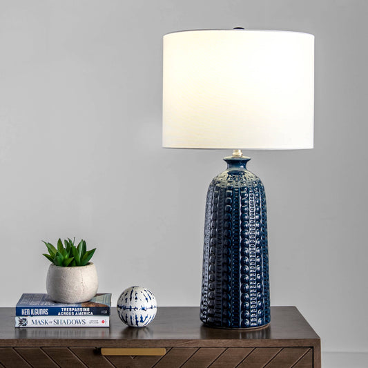 Flint 30" Ceramic Table Lamp: Navy / 100% Ceramic / 30" H x 15" W x 15" D - Edwina Alexis