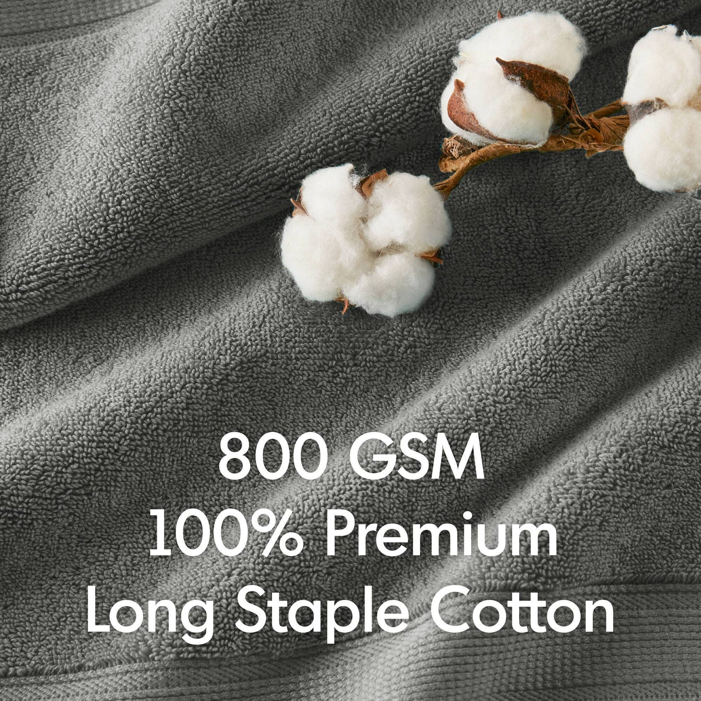 Antibacterial Spa-Like 8-Piece Bathroom Towel Set, Grey