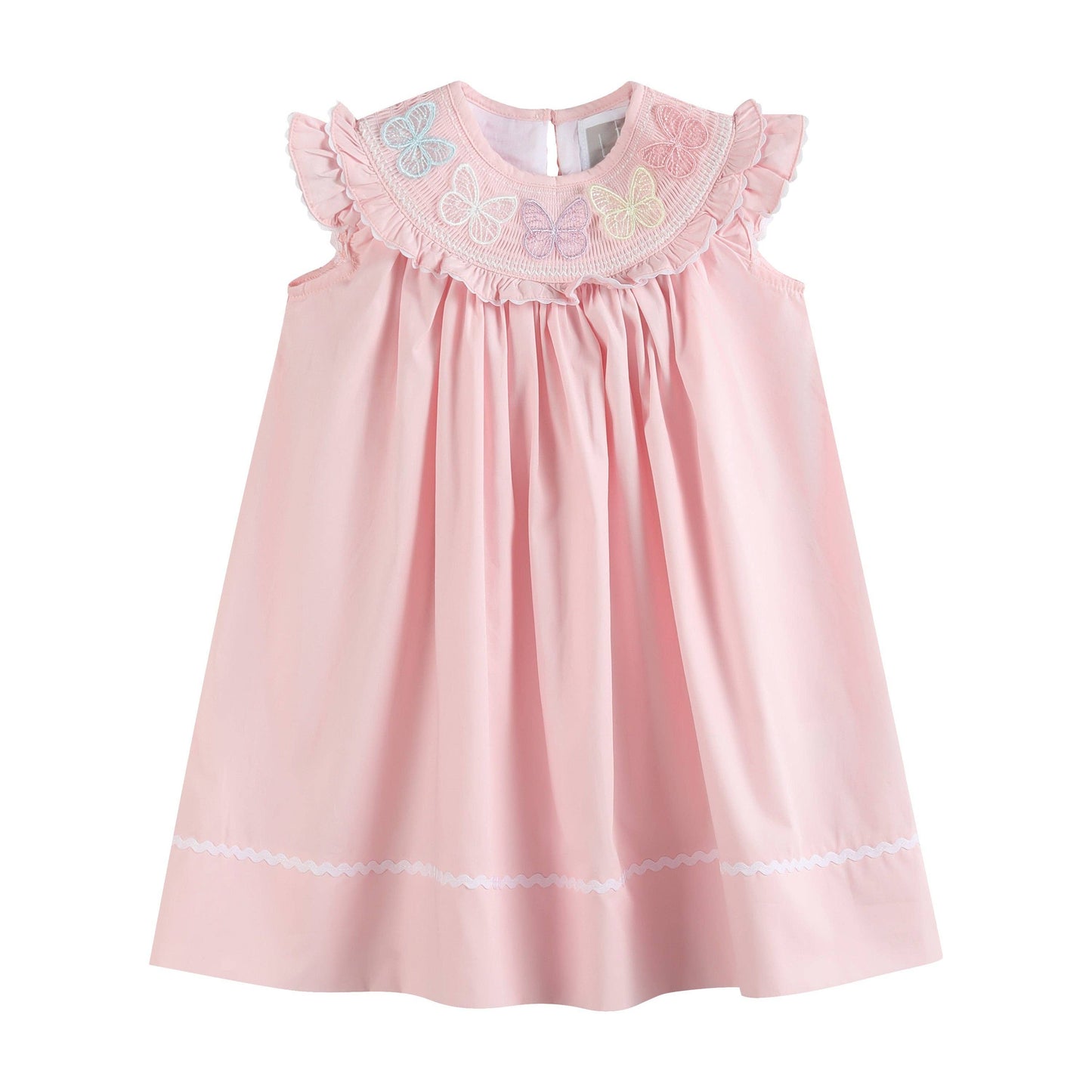 Pink Butterflies Smocked Bishop Dress: 5Y