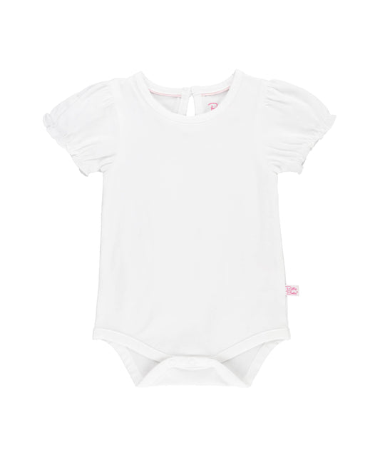 Baby Girls White Knit Puff Short Sleeve Bodysuit: White / 12-18m