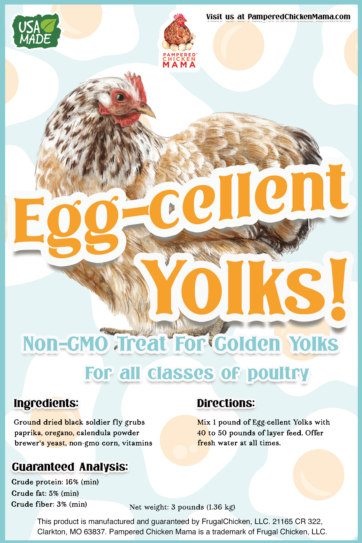 Egg-Cellent Yolks: For Healthy, Golden Yolks - Naturally!: 5 pounds - Edwina Alexis
