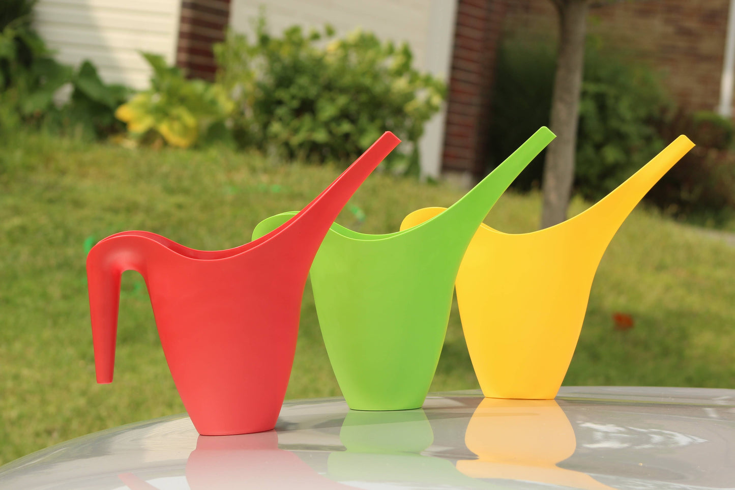 Ashman Set of 3 Watering Can, Indoor and Outdoor Use, Red, Green, Yellow, 2 Liter Capacity