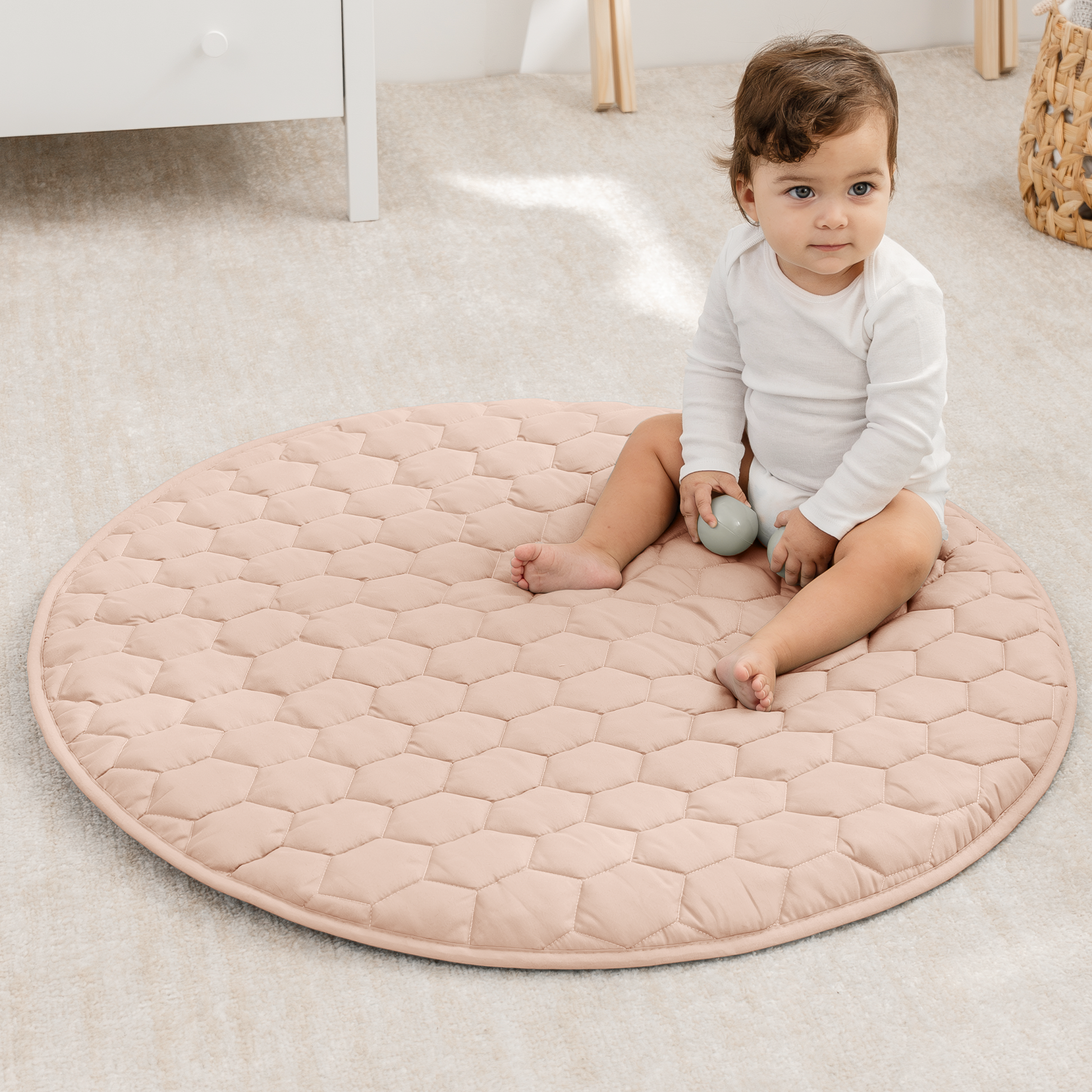 Premium Play Mat with Non-Slip Bottom by Comfy Cubs: Pacific Blue / Square 56" X 56" - Edwina Alexis