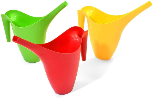 Ashman Set of 3 Watering Can, Indoor and Outdoor Use, Red, Green, Yellow, 2 Liter Capacity