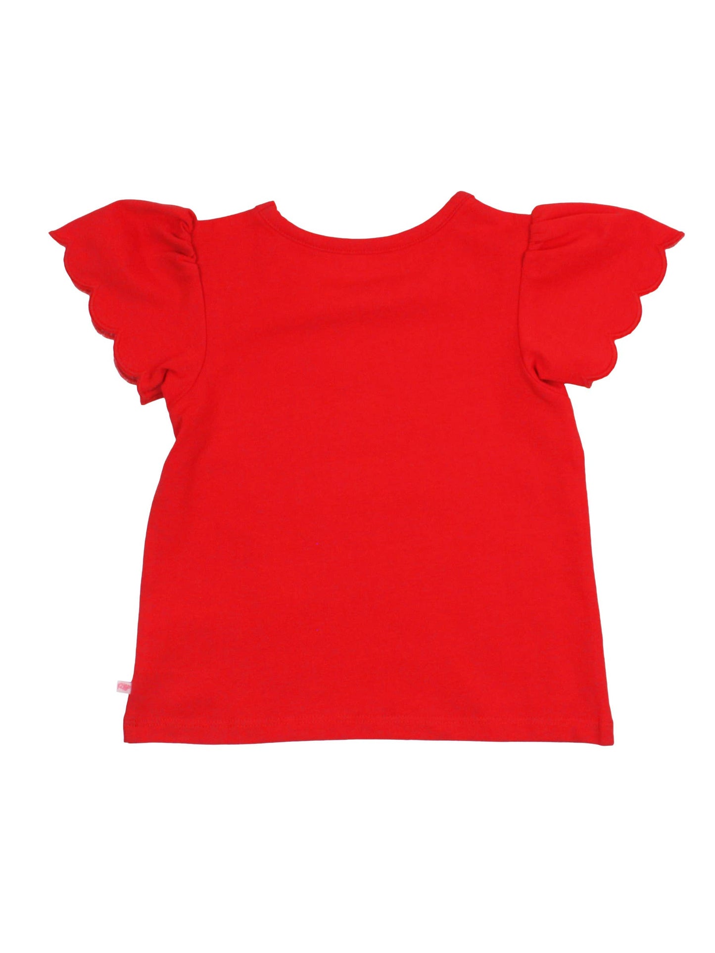 Girls Red Knit Short Sleeve Scallop Tee: Red / 18-24m
