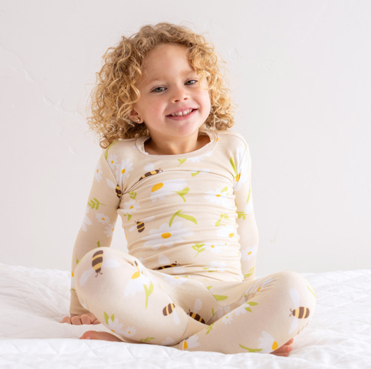 Toddler/Kids Bamboo Pajamas - color-Honey Bees: 2T