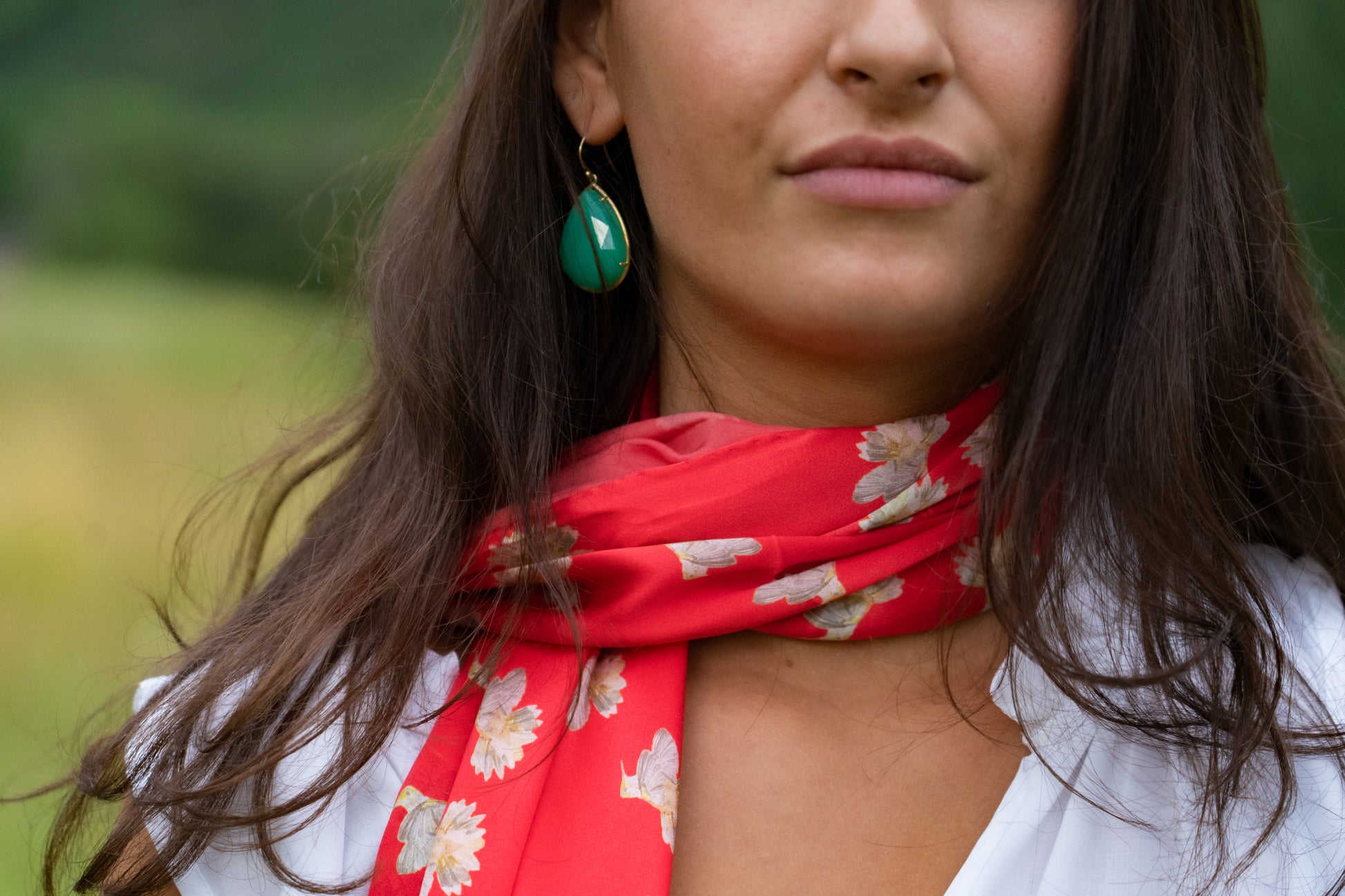 Scarlet Dahlia Flowerkisser Italian Silk Scarf - Edwina Alexis