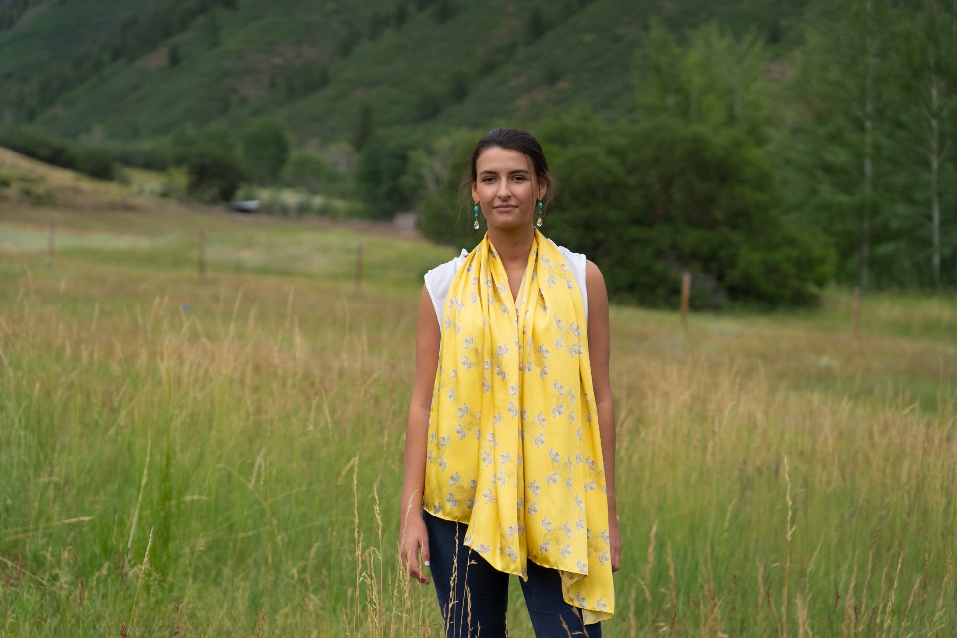 Yellow Rose Flowerkisser Italian Silk Scarf - Edwina Alexis