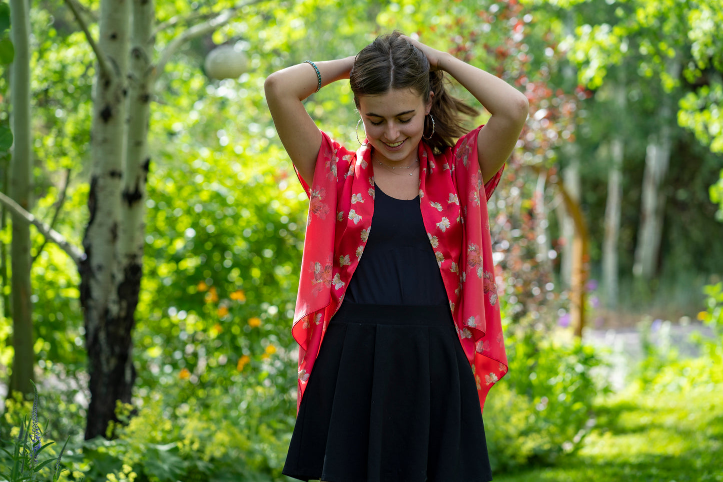 Scarlet Dahlia Flowerkisser Italian Silk Scarf - Edwina Alexis